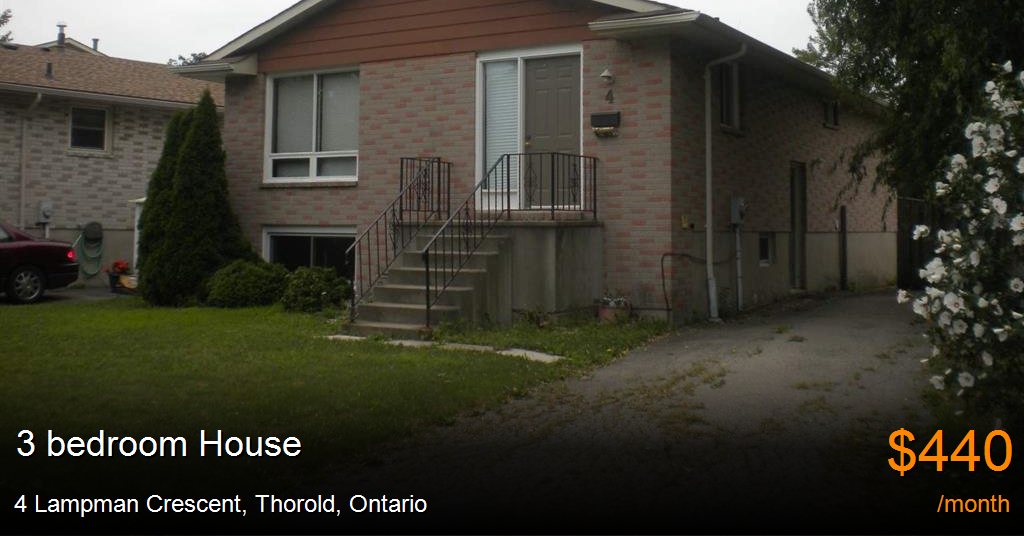 4 lampman crescent, thorold House for Rent