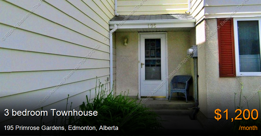 195 primrose gardens, edmonton Townhouse for Rent