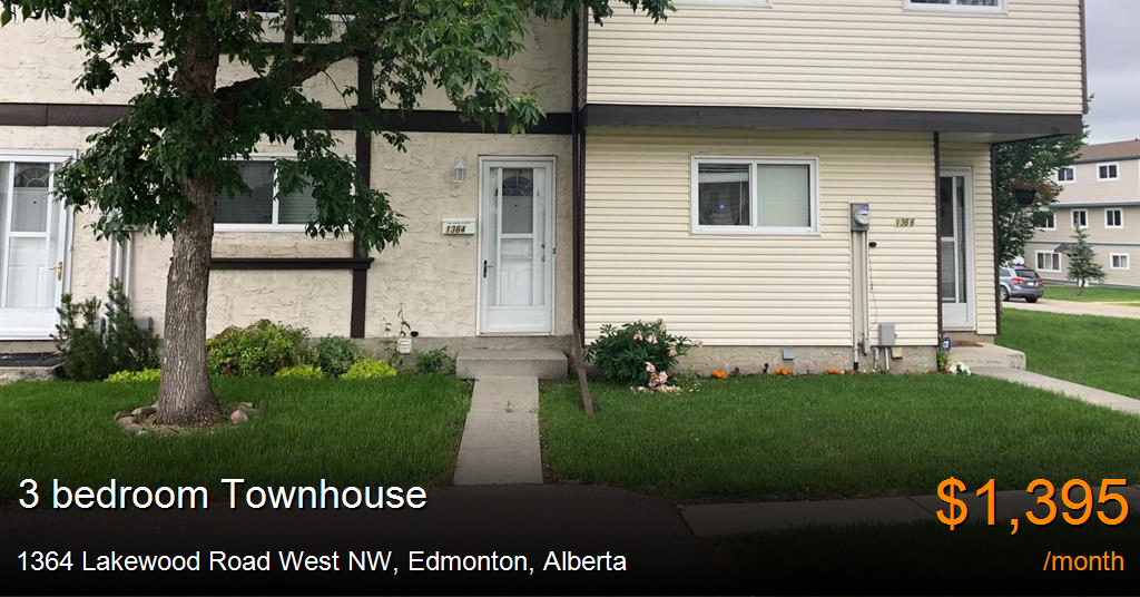 1364 lakewood road west nw, edmonton Townhouse for Rent