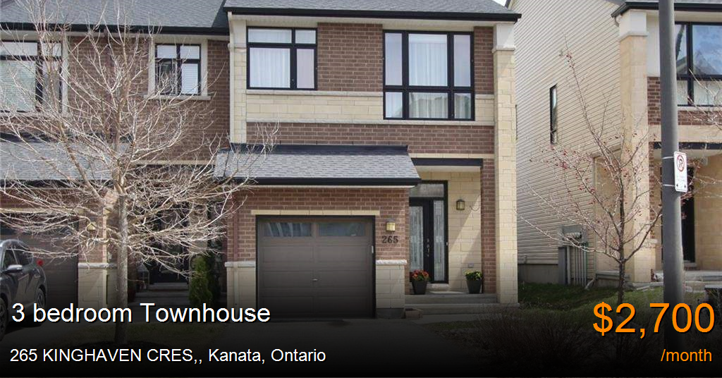 265 kinghaven cres,, kanata Townhouse for Rent