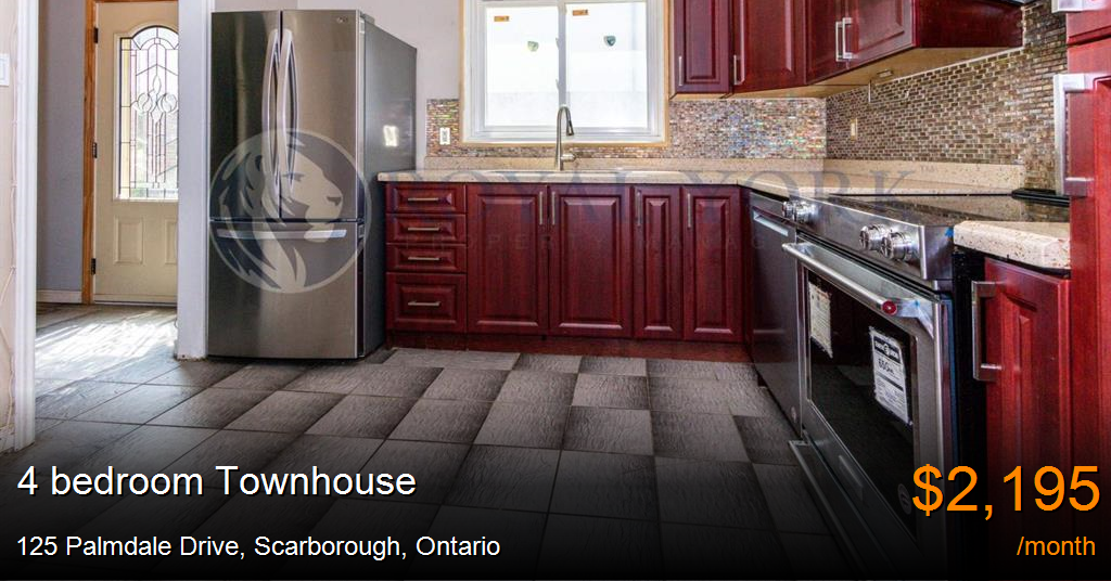 125 palmdale drive, scarborough Townhouse for Rent
