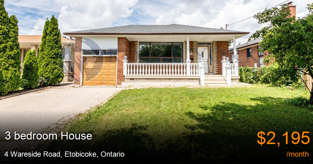 4 wareside road, etobicoke House for Rent