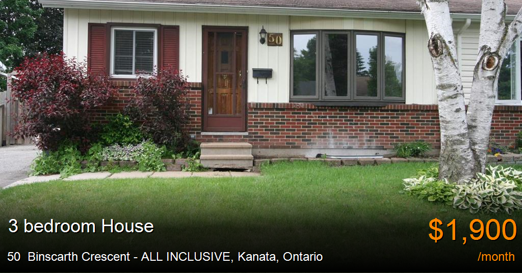 50 binscarth crescent all inclusive, kanata House for Rent