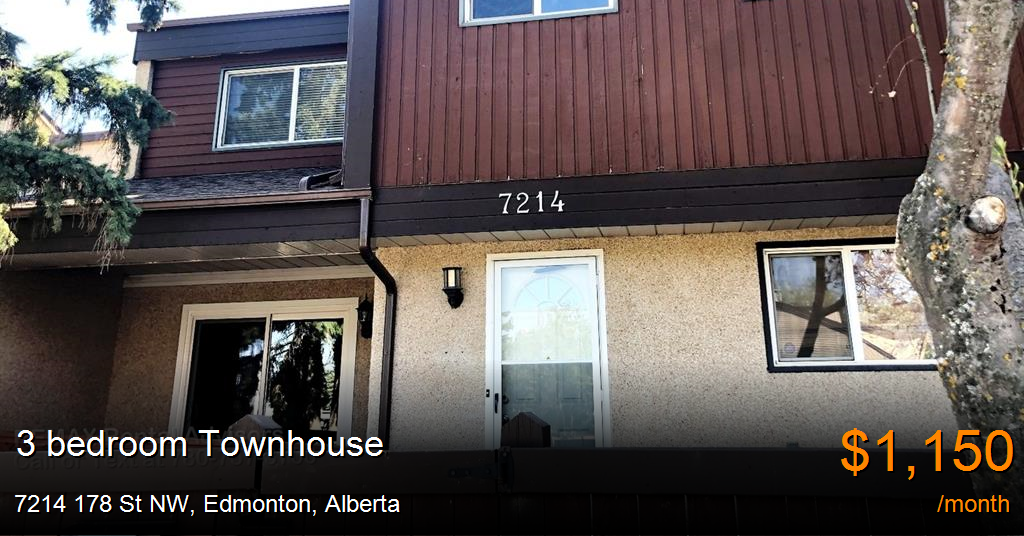 7214 178 St NW, Edmonton Townhouse for Rent