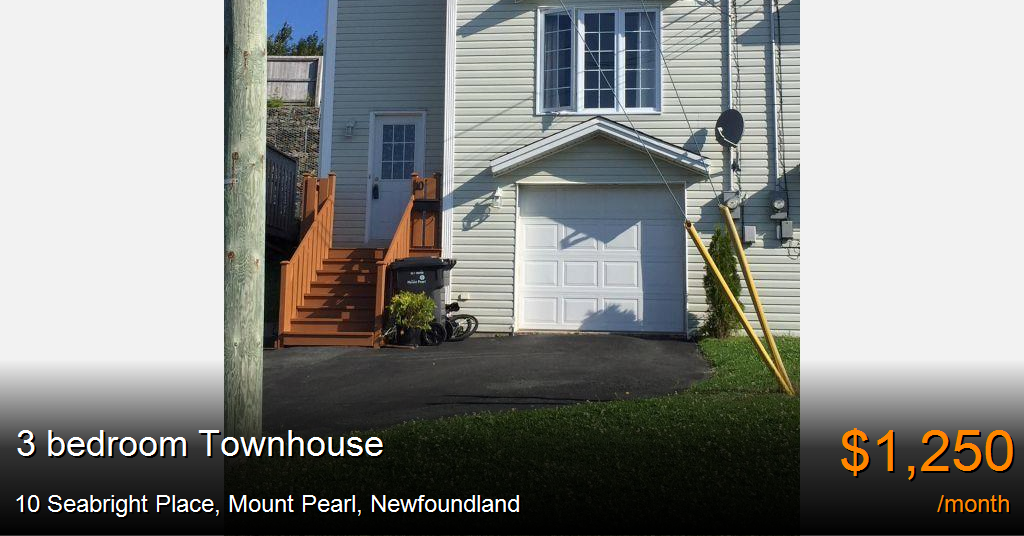 10 seabright place, mount pearl Townhouse for Rent