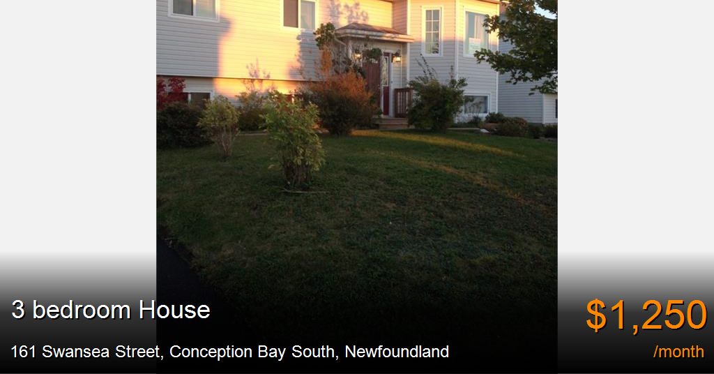 161 swansea street, conception bay south House for Rent