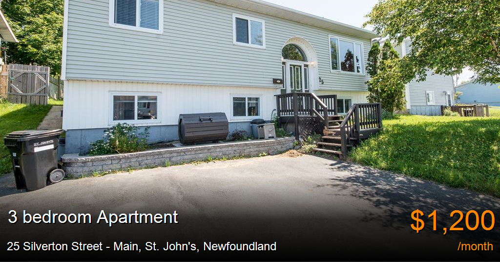 25 silverton street main, st. john's Apartment for Rent