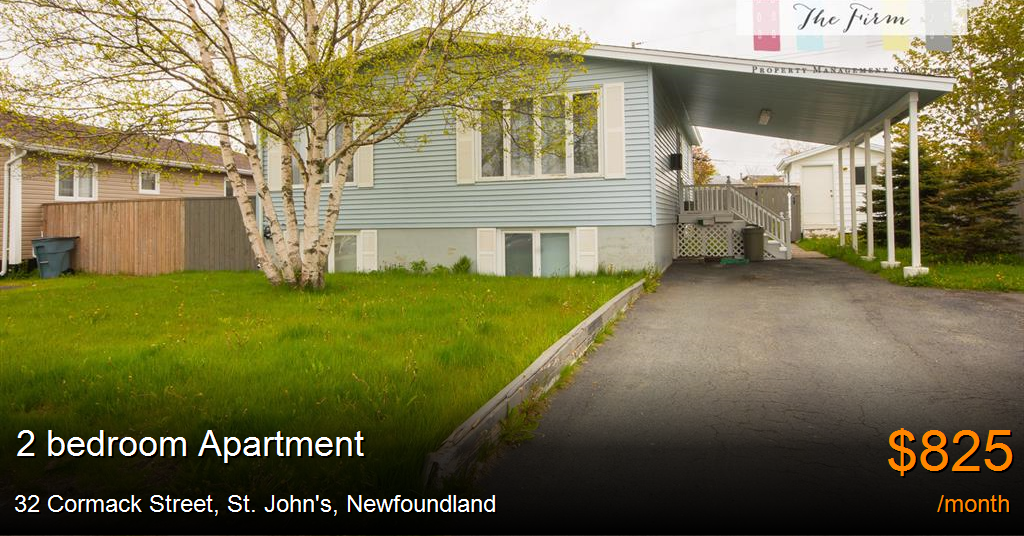 32 Cormack Street, St. John's Apartment for Rent