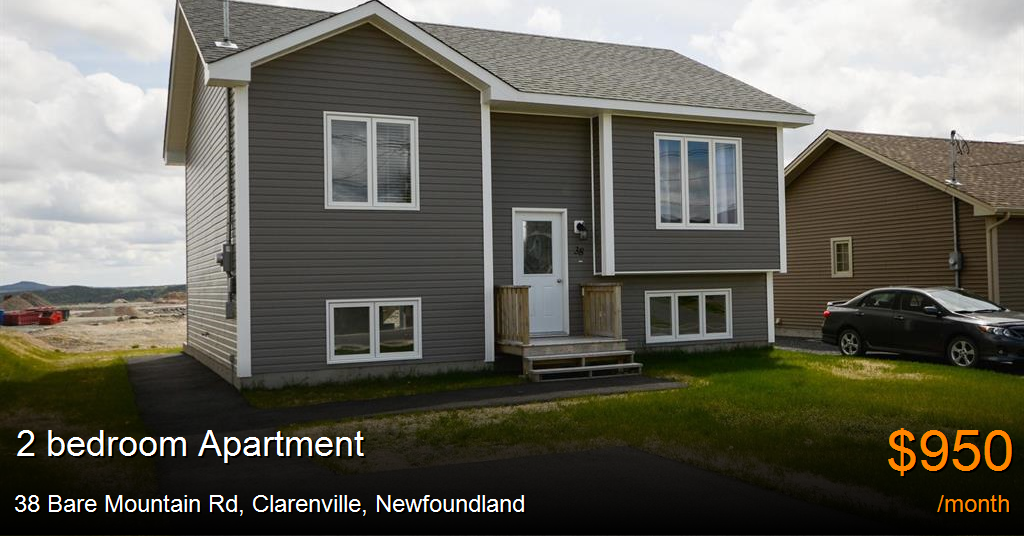 38 bare mountain rd, clarenville Apartment for Rent