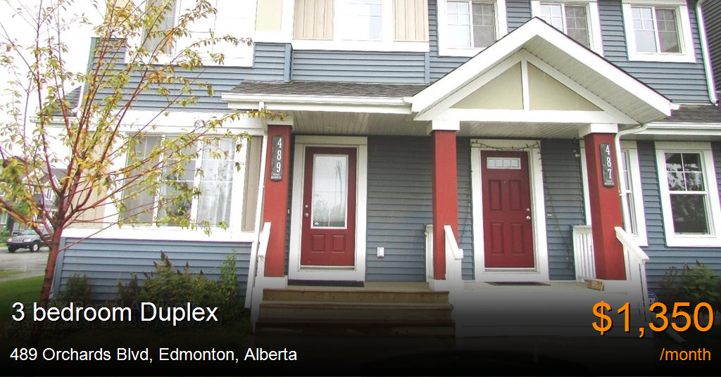 489 Orchards Blvd, Edmonton Duplex for Rent