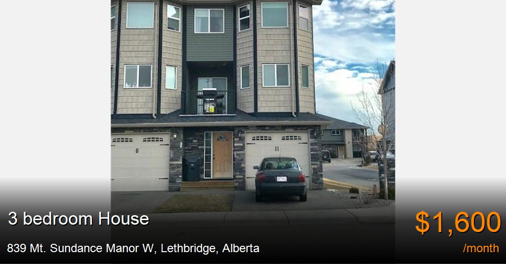 839 mt. sundance manor w, lethbridge House for Rent