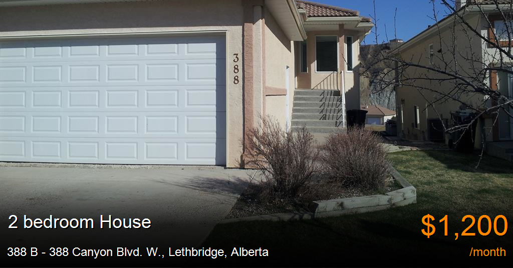 388 b 388 canyon blvd. w., lethbridge House for Rent