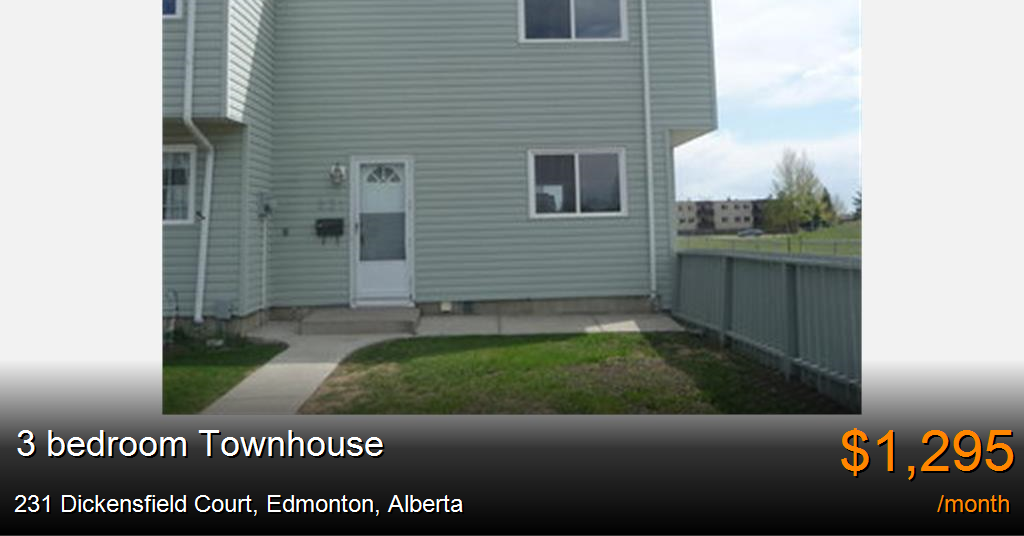 231 dickensfield court, edmonton Townhouse for Rent