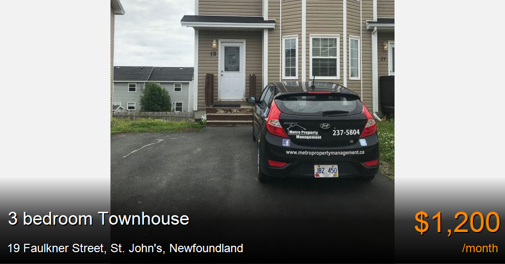 19 faulkner street, st. john's Townhouse for Rent