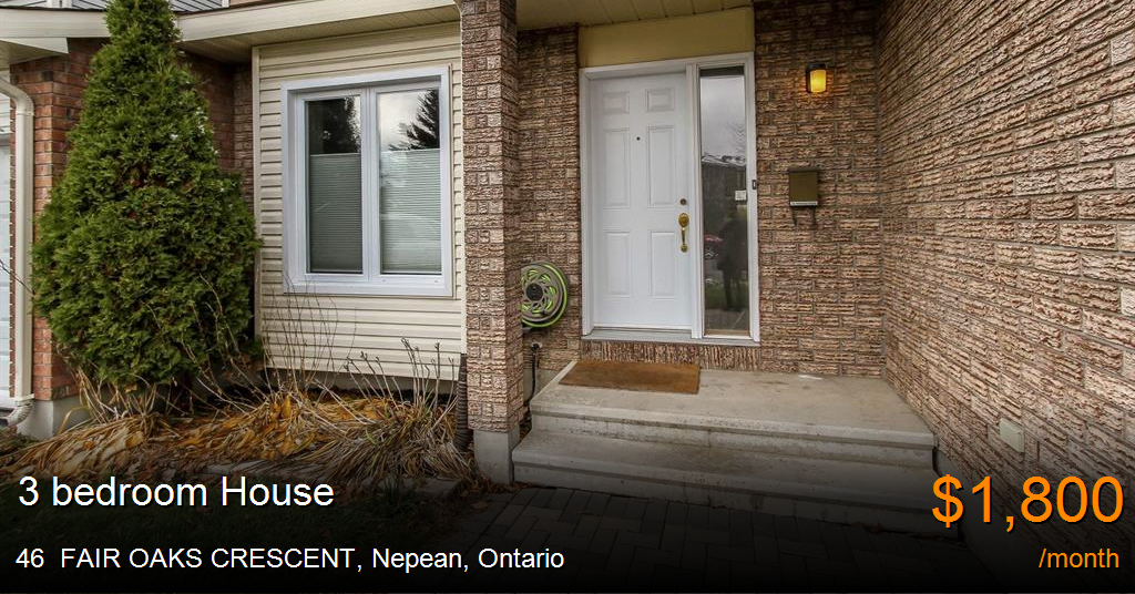 46 FAIR OAKS CRESCENT, Nepean House for Rent