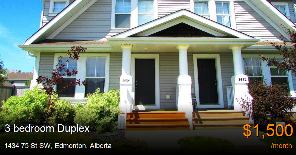 1434 75 St SW, Edmonton Duplex for Rent