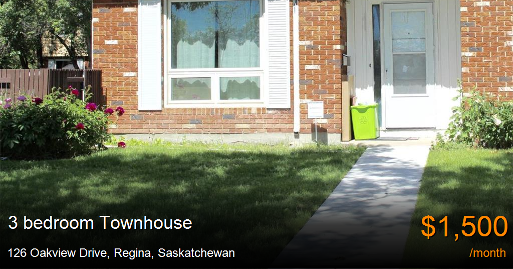 126 Oakview Drive, Regina Townhouse for Rent