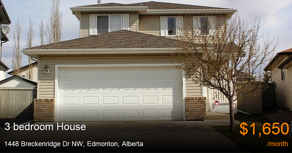 1448 Breckenridge Dr NW, Edmonton House for Rent