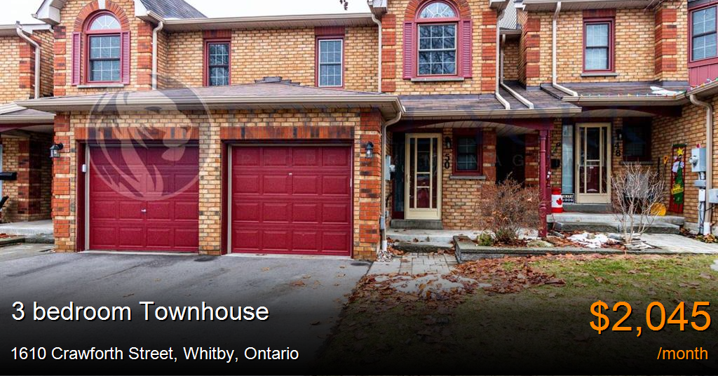 1610 Crawforth Street, Whitby Townhouse for Rent